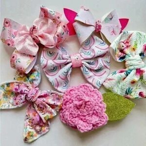 Grab Bag Baby Hair Clips and Bows, baby hair bows, baby bows, girls bows, pink